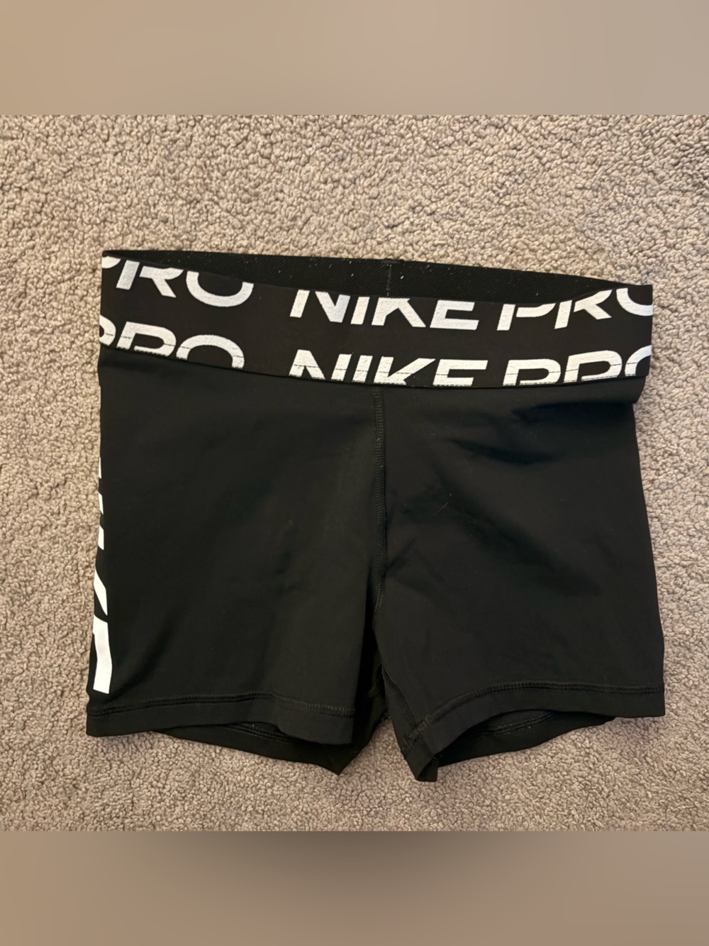 Nike Pro Black Compression Training Shorts with White Logo Waistband